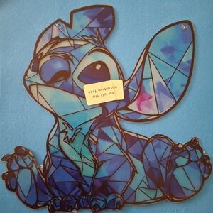 Blue Geometric Stitch Decorative Wall Hanging Suncatcher Hard Plastic